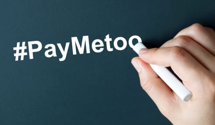 chalk board writing pay #metoo represents gender-pay inequity