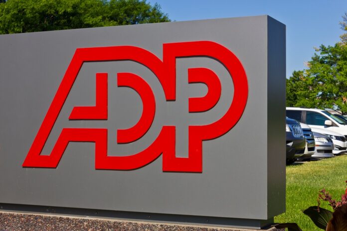 Sign for ADP headquarters in Indianapolis.