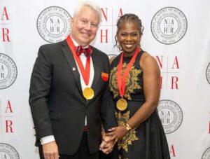 Christopher Collins and Jacqueline Welch at the NAHR Fellow induction gala Nov. 9 in New York City