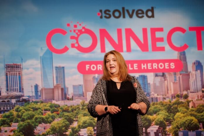 Stacey Harris speaks on strategic HR at isolved's Connect for People Heroes Nov. 5 in Philadelphia